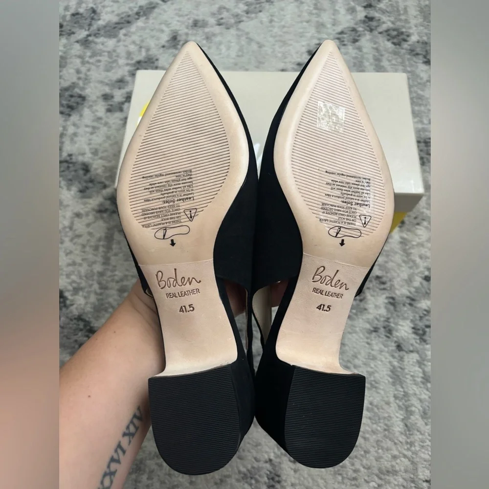 Boden Lena black suede slingback low heel